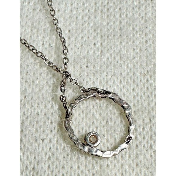Sterling Silver CZ Orbiting Moon Necklace - 15" - Picture 3 of 9